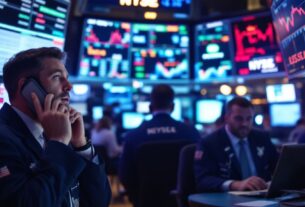 Wall Street em compasso de espera com investidores atentos às negociações comerciais entre EUA e China e possíveis reduções de tarifas.