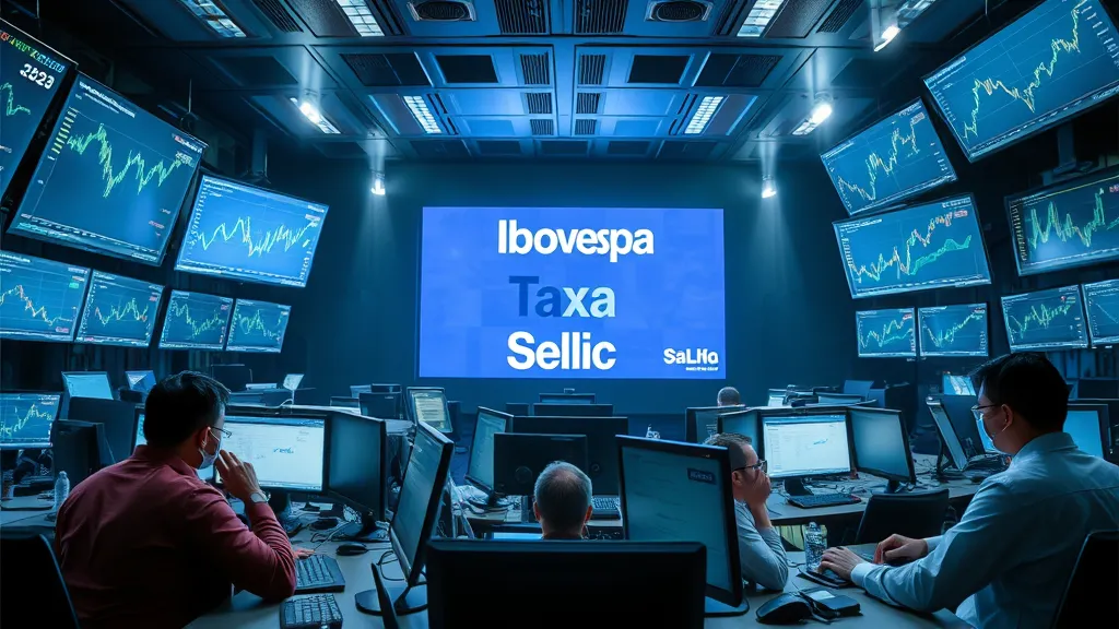 Gráfico do Ibovespa mostrando queda de 1,02% com destaque para ações da Petrobras e bancos.