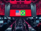Gráfico mostrando alta do dólar após tarifa dos EUA sobre produtos brasileiros