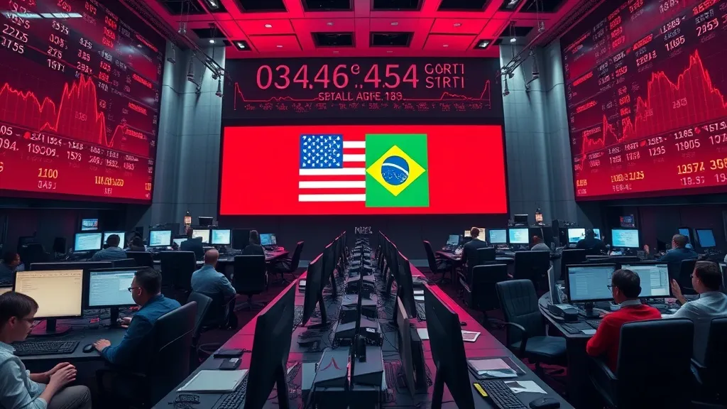 Gráfico mostrando alta do dólar após tarifa dos EUA sobre produtos brasileiros
