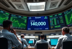 Ibovespa atinge novo recorde histórico, com alta de 1,35%, enquanto dólar cai para o menor valor desde junho de 2024.