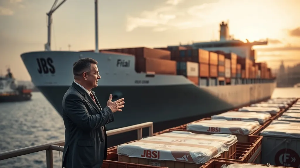 Primeiro embarque de carne bovina da JBS para o Vietnã, com presença de autoridades brasileiras e vietnamitas.