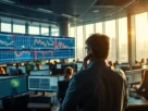 Gráfico de futuros de café em queda com investidores analisando dados econômicos e indicador PCE dos EUA