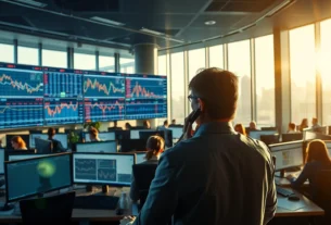 Gráfico de futuros de café em queda com investidores analisando dados econômicos e indicador PCE dos EUA