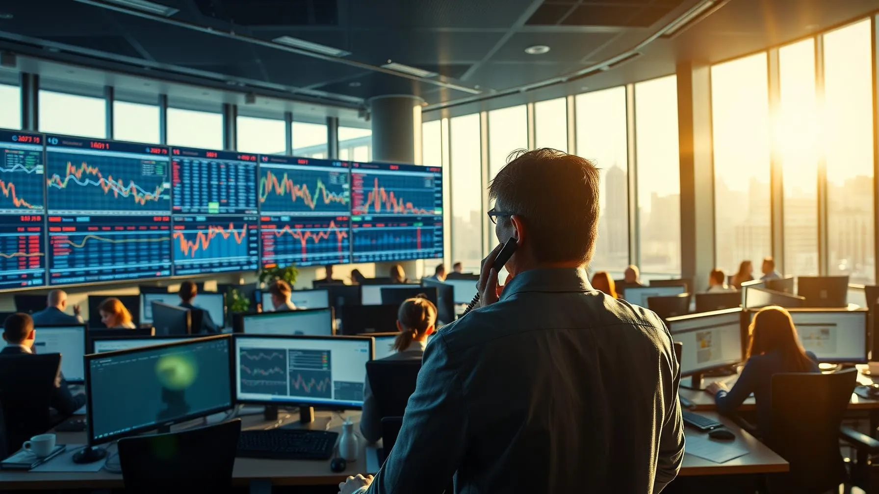 Gráfico de futuros de café em queda com investidores analisando dados econômicos e indicador PCE dos EUA