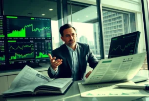 Gráfico do Ibovespa subindo com setas verdes após expectativa de cortes de juros nos EUA