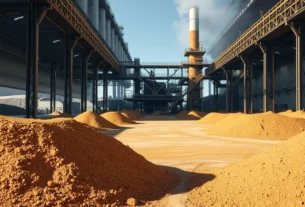 Queda no preço do minério de ferro devido ao excesso de estoques na China e crise imobiliária.