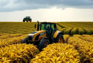 Gráfico mostrando queda de 3,9% no valor da produção agrícola brasileira em 2024, com destaque para soja e milho.