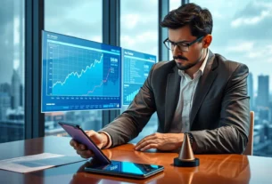 Robô de investimento automatizado gerando lucros no mercado financeiro com criptomoedas