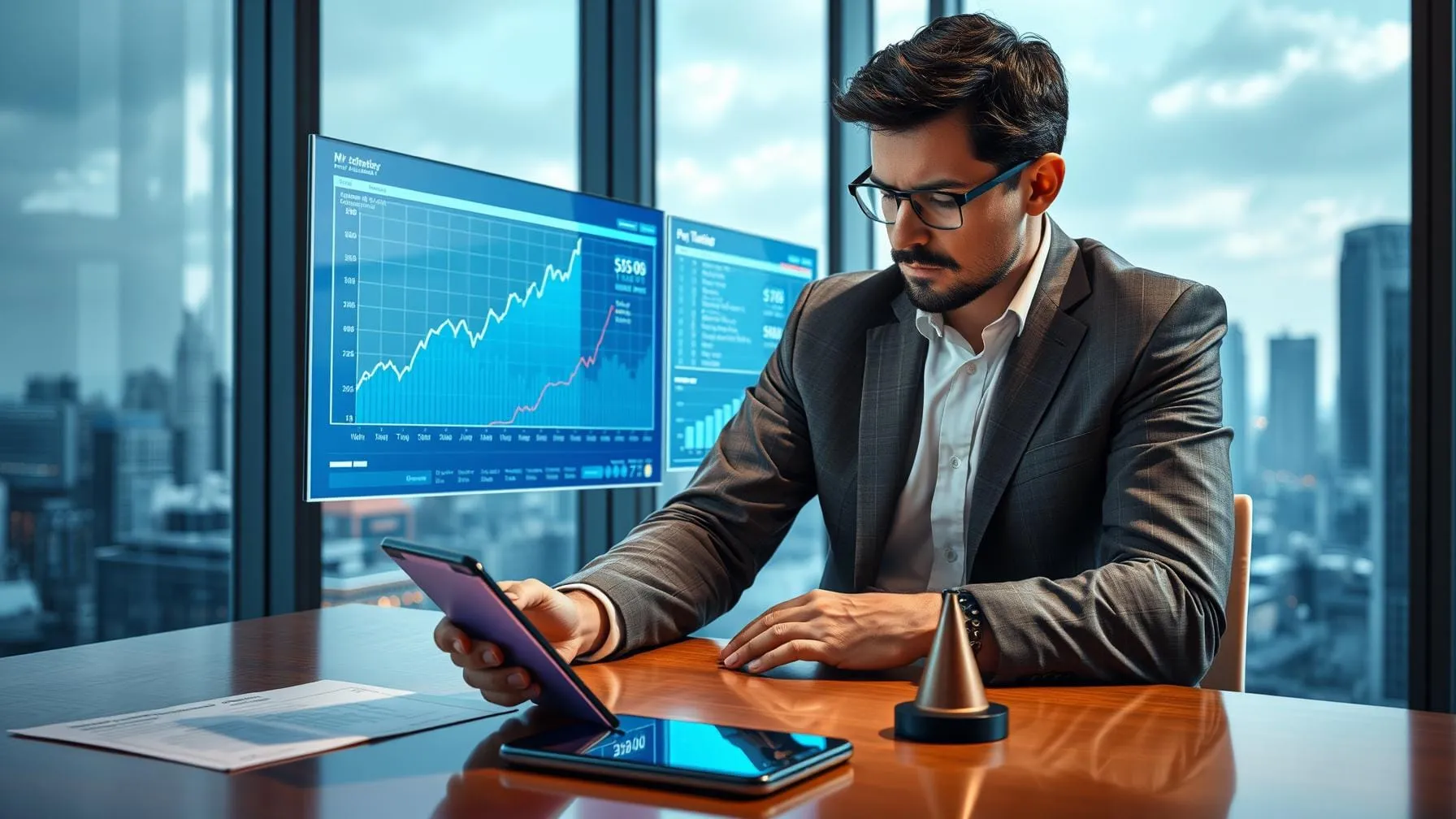 Robô de investimento automatizado gerando lucros no mercado financeiro com criptomoedas